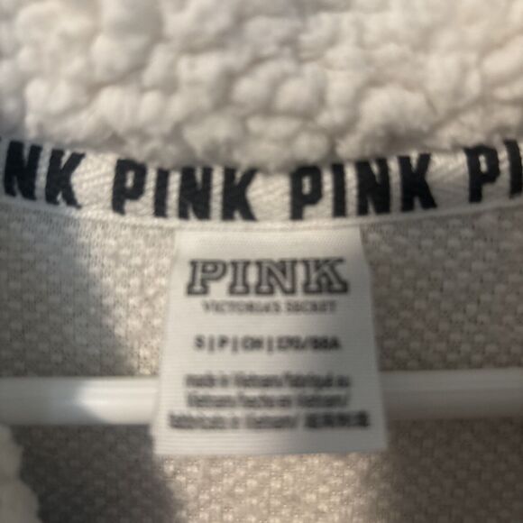 Victoria Secret PINK Women’s 1/4 Zip Fleece Pullover Size Small Cream Color - Picture 6 of 6